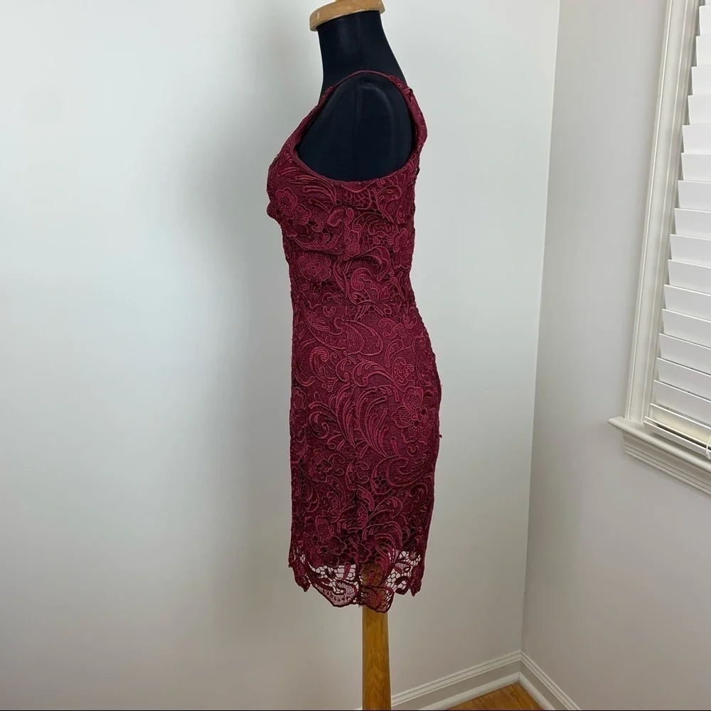 Dress The‎ Population Red Berry Lace Mini Dress S - Picture 4 of 16